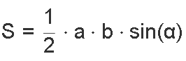 Площадь треугольника через две стороны и угол между ними - форммула